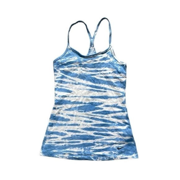 Nike Size Small Dri-Fit Blue and White Tie Dye Athletic Tank Top. - Picture 2 of 7